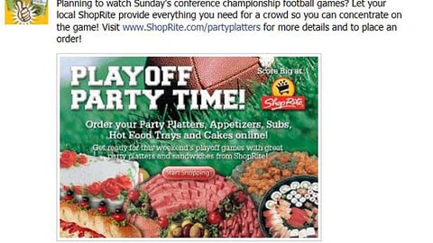 ShopRite 'Playoff' Facebook Status Update