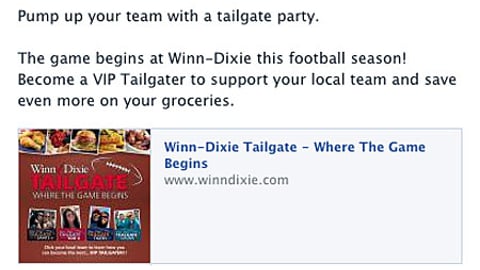 Winn-Dixie 'VIP Tailgater' Facebook Update