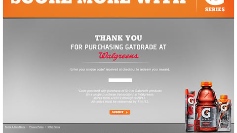 Gatorade G Series Walgreens 'Score More' Home Page