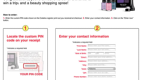 Walgreens Revlon Sweepstakes Entry Page