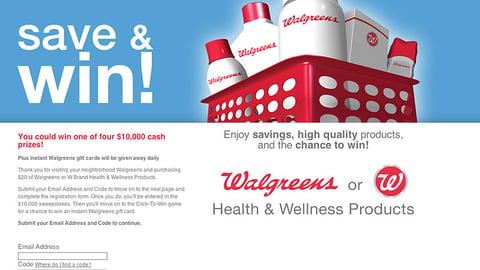 Walgreens 'Save & Win' Microsite