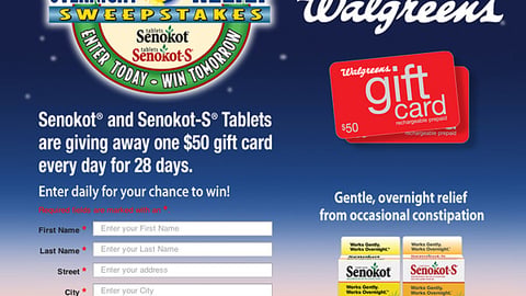 Senokot Walgreens Sweeps Entry Page