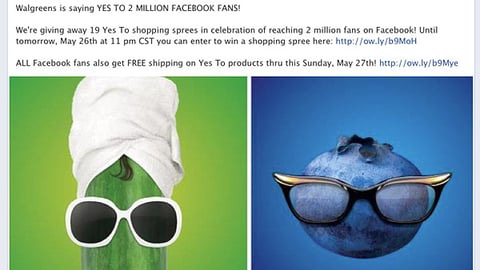 Walgreens Yes To '2 Million Fans' Facebook Posting