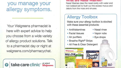 Walgreens 'Allergy Relief' Coupon Book Feature