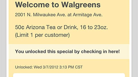 Walgreens Foursquare Arizona Coupon
