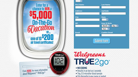 Walgreens True2go Sweeps Microsite
