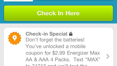 Walgreens Energizer Foursquare Offer Screen