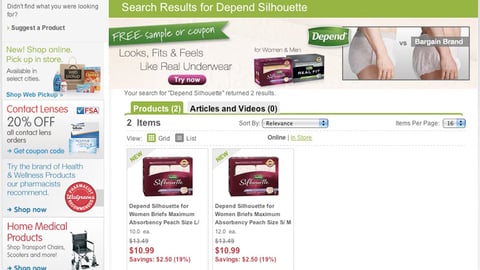 Depend Walgreens.com Banner Ad