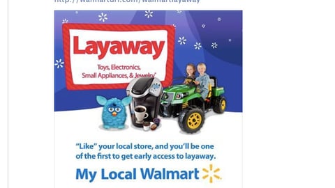 Walmar Layaway Facebook Update