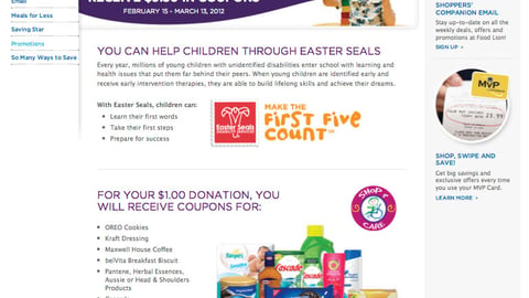 Food Lion Easter Seals Page