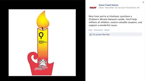 Giant-Carlisle Children's Miracle Network Facebook Post