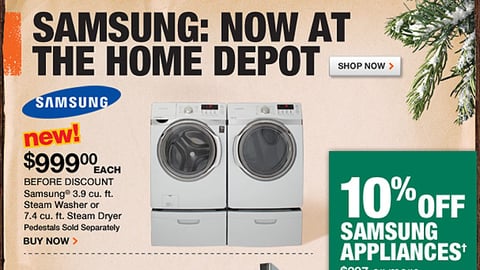 Home Depot Samsung 'Now at' Email