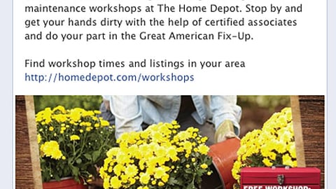 Home Depot 'Great American Fix-Up' Facebook Update