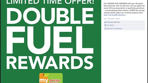 Jewel-Osco 'Double Fuel Rewards' Facebook Update