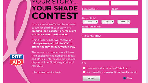 Rite Aid Revlon 'Your Story, Your Shade' Facebook Entry Page
