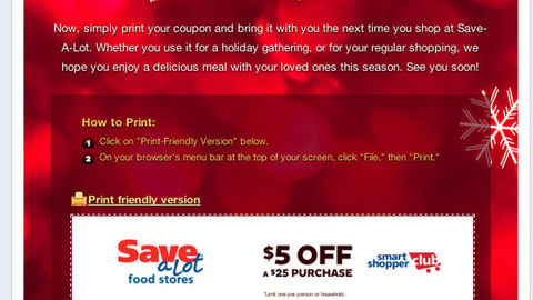 Save-A-Lot Holiday Coupon Facebook Page