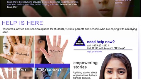 Sears 'Team Up to Stop Bullying' Home Page