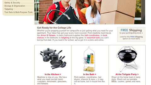 True Value 'Back to College' Landing Page