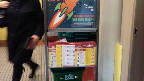 Whole Foods '14-Day Blast Off' Stanchion Sign