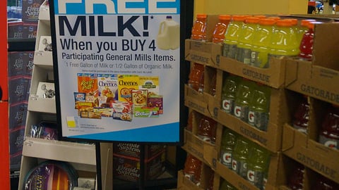 Kroger General Mills 'Free Milk' Stanchion Sign