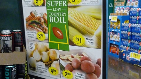 Kroger 'Super Low Country Boil' Stanchion Sign