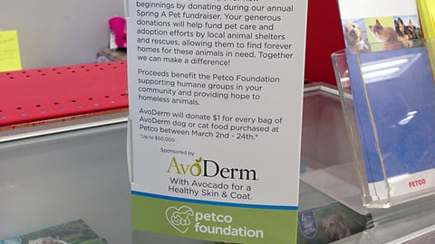 Petco Avoderm 'Spring A Pet' Counter Card