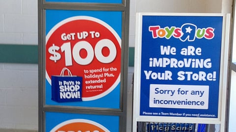 Toys "R" Us 'Free Layaway' Stanchion Sign