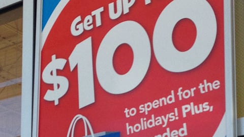 Toys "R" Us 'Spend for the Holidays' Window Sign