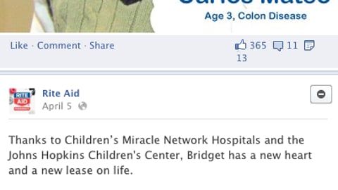 Rite Aid Children's Miracle Network Facebook Updates