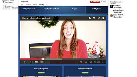 Walmart Holiday YouTube Page