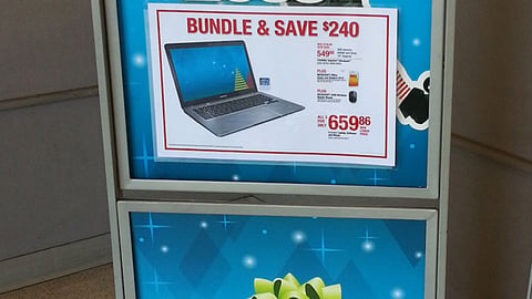 OfficeMax 'Gifts for Less' Stanchion Sign