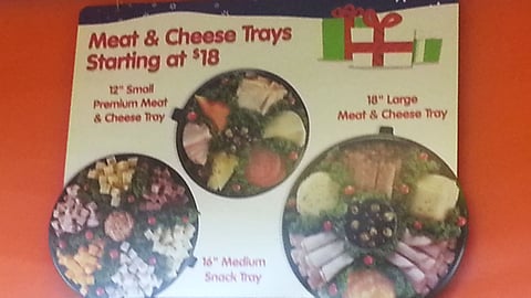 Walmart 'Meat & Cheese Trays' Holiday Ceiling Sign