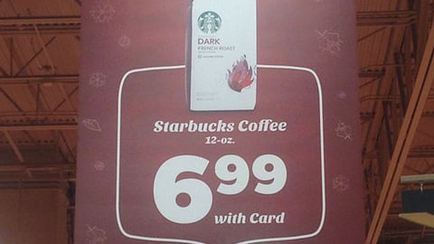 Randalls Starbucks 'Great Value Thru the Holidays' Ceiling Banner