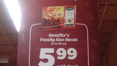 Randalls Stouffer's 'Great Value Thru the Holidays' Ceiling Banner