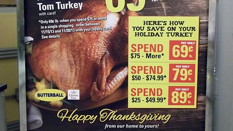 A&P 'Happy Thanksgiving' Stanchion Sign