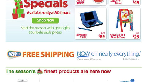 Walmart 'Early Bird Online Specials' Email