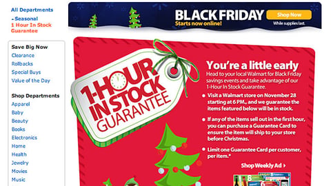 Walmart 'In Stock Guarantee' Page