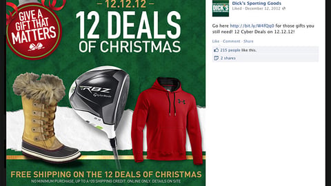 Dick's '12 Deals of Christmas' Facebook Update