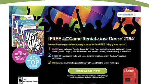Kellogg's Walmart 'Just Dance 2014' Page