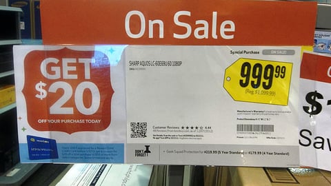 Best Buy Reward Zone 'Get $20' Price Label
