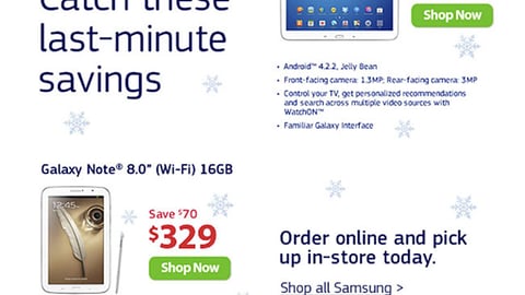 Walmart Samsung 'Last-Minute Savings' Email