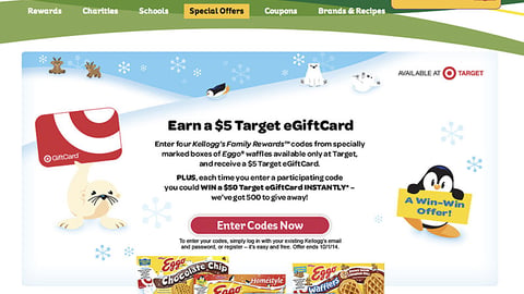 Kellogg's Family Rewards 'Target E-Gift Card' Page