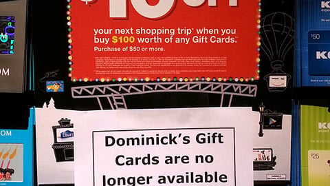Dominick's 'Buy Gift Cards' Incentive Sign