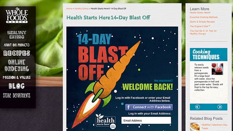 Whole Foods '14-Day Blast Off' Landing Page