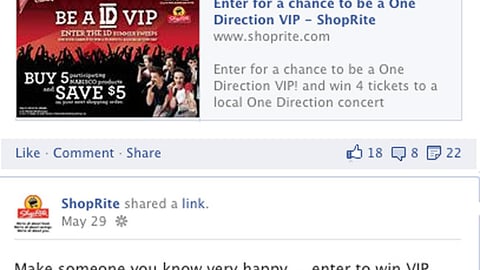 ShopRite '1D VIP' Facebook Updates