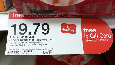 Target Purina One Gift Card Incentive Price Label