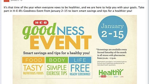 H-E-B 'Goodness Event' Facebook Update