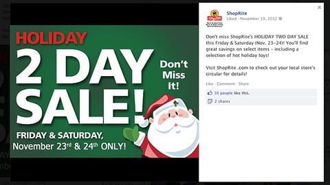 ShopRite Black Friday Facebook Update