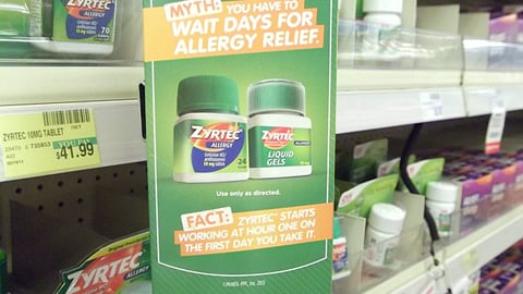 Zyrtec Angled Shelf Talker