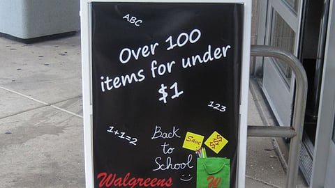 Walgreens 'Items for Under $1' A-Board